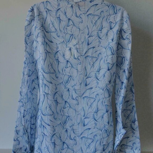 NWT TORY BURCH White Ellora Blue Multi Cotton Stephanie Tunic Blouse Top Small - Picture 6 of 6